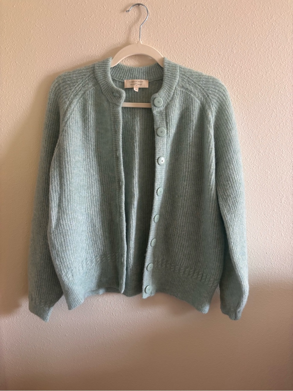 Sezane OTHELLO cardigan in sea green - Picture 2 of 7